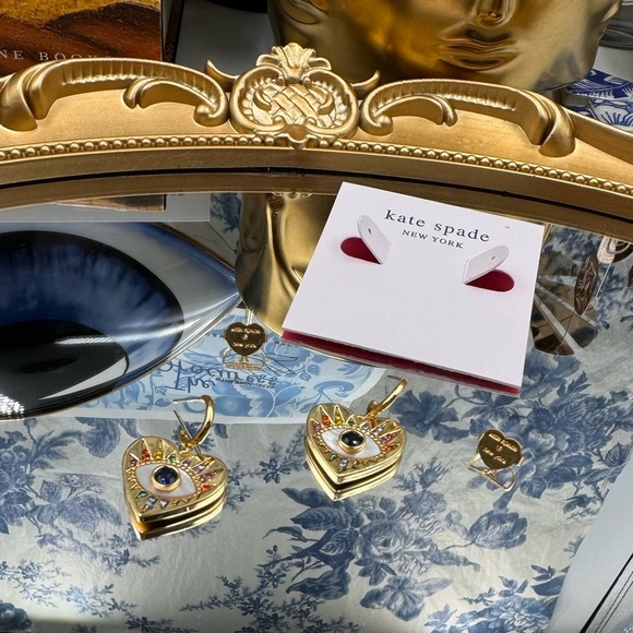 🆕 KATE SPADE 🧿 NWT Evil Eye Huggie Drop Earrings - Picture 9 of 16